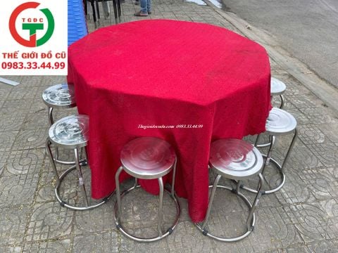 BÀN GHẾ INOX MÂM TRÒN