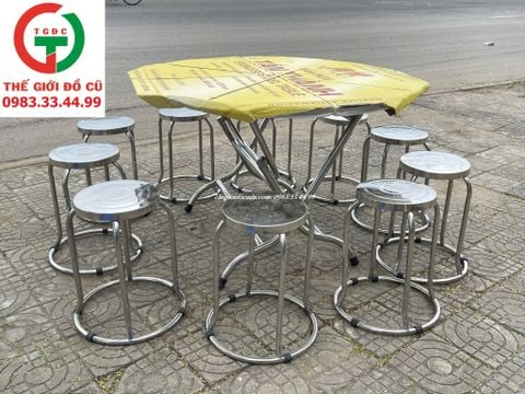 BÀN GHẾ INOX MÂM TRÒN