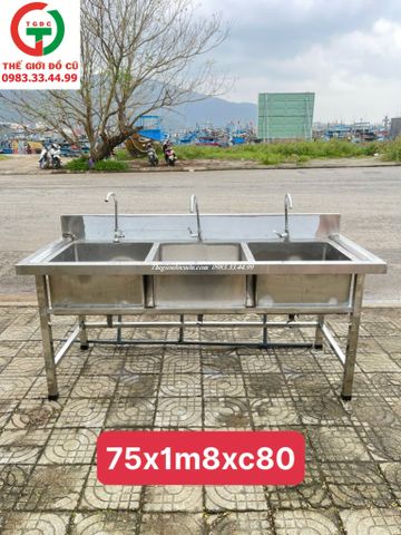 CHẬU RỬA INOX 3 HỌNG VUÔNG