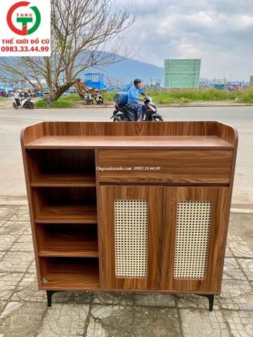 TỦ GIÀY DÉP GỖ MDF 2 CÁNH KỆ BÊN