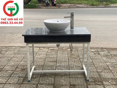 CHẬU RỬA LAVABO MẶT ĐÁ KHUNG CHÂN SẮT