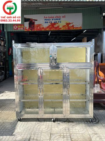 TỦ CHÉN BÁT INOX KÍNH 3 CÁNH