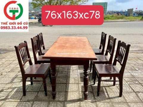 BỘ BÀN TRÀ 6 GHẾ GỖ TIỆN XƯA