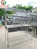 CHẬU RỬA INOX 2 HỌNG VUÔNG CÓ KỆ CÓ CHỜ