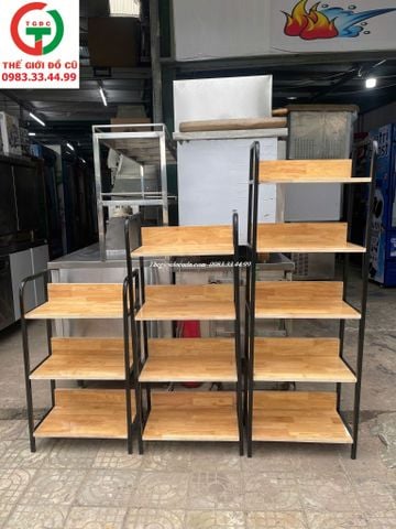 KỆ GỖ KHUNG SẮT TRƯNG BÀY ĐẶT ĐỂ ĐỒ DÙNG