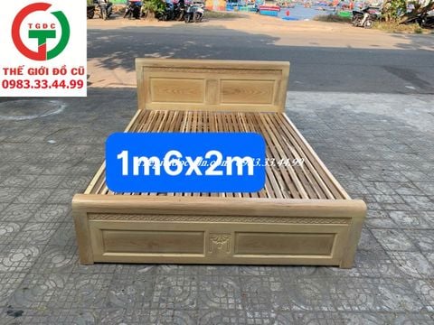 GIƯỜNG GỖ SỒI 1M6