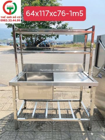 CHẬU RỬA INOX LIỀN KỆ 1 HỌNG VUÔNG