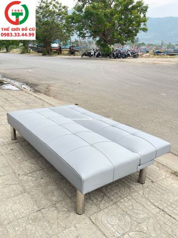 GHẾ SOFA BĂNG - SOFA BED ĐỆM DA XÁM
