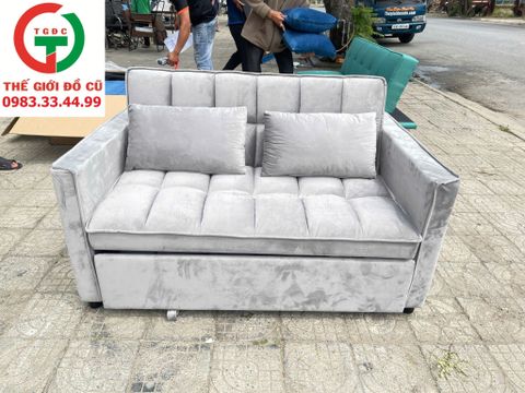 GHẾ SOFA BED ĐỆM NHUNG MÀU XÁM