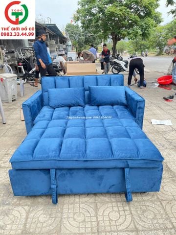 GHẾ SOFA BED ĐỆM NHUNG XANH
