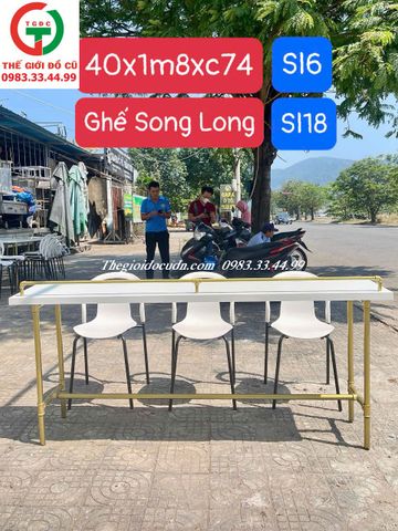BÀN GHẾ CAFE NHỰA SONG LONG KHUNG SẮT