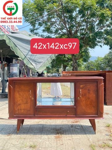 TỦ BUFFET CHÂN ĐỒNG GỖ HƯƠNG CÁNH NU