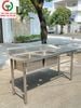 CHẬU RỬA INOX 2  HỌNG VUÔNG CÓ CHỜ