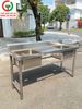 CHẬU RỬA INOX 2 HỌNG VUÔNG CÓ CHỜ