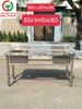CHẬU RỬA INOX 2 HỌNG VUÔNG CÓ CHỜ