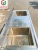 CHẬU RỬA INOX 2 HỌNG VUÔNG CÓ CHỜ