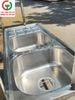 CHẬU RỬA INOX 2 HỌNG LIỀN KỆ