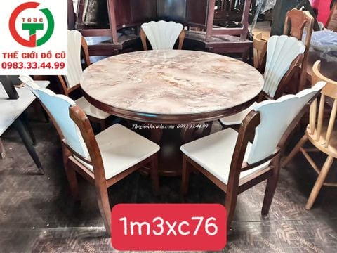 BÀN GHẾ ĂN MÂM TRÒN MẶT ĐÁ 5 GHẾ