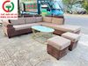BỘ SOFA GÓC MÀU XÁM NÂU VẢI NHUNG KHUNG GỖ