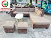 BỘ SOFA GÓC MÀU XÁM NÂU VẢI NHUNG KHUNG GỖ