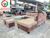 BỘ SOFA GÓC MÀU XÁM NÂU VẢI NHUNG KHUNG GỖ