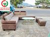 BỘ SOFA GÓC MÀU XÁM NÂU VẢI NHUNG KHUNG GỖ