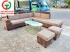 BỘ SOFA GÓC MÀU XÁM NÂU VẢI NHUNG KHUNG GỖ