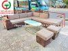 BỘ SOFA GÓC MÀU XÁM NÂU VẢI NHUNG KHUNG GỖ