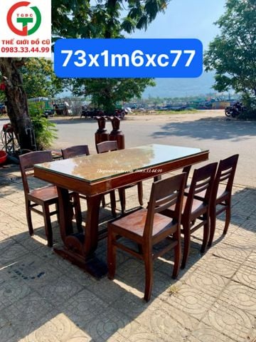 BỘ BÀN TRÀ  - BÀN ĂN 6 GHẾ GỖ GÕ XƯA
