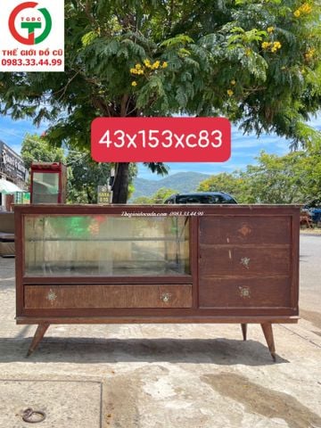 KỆ TỦ BUFFET GỖ GÕ VÁN MỸ CHÂN ĐỒNG XƯA