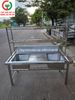 CHẬU RỬA INOX 2 HỌNG VUÔNG LIỀN KỆ
