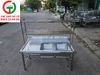 CHẬU RỬA INOX 2 HỌNG VUÔNG LIỀN KỆ