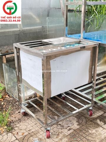 THÙNG ĐỰNG ĐÁ INOX CÓ KHAY TOPPING