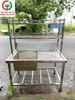 CHẬU RỬA INOX 1 HỌNG VUÔNG LIỀN KỆ CÓ CHỜ