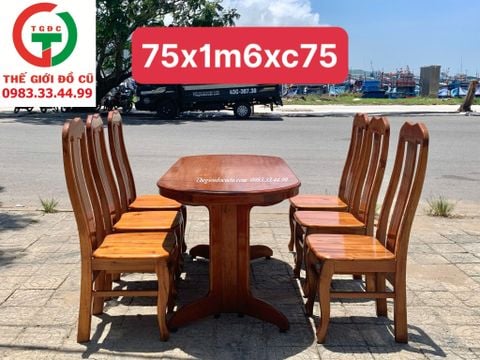 BỘ BÀN ĂN OVAL 6 GHẾ GỖ XOAN ĐÀO