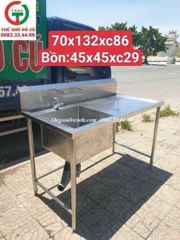 CHẬU RỬA INOX 1 HỌNG CÓ CHỜ