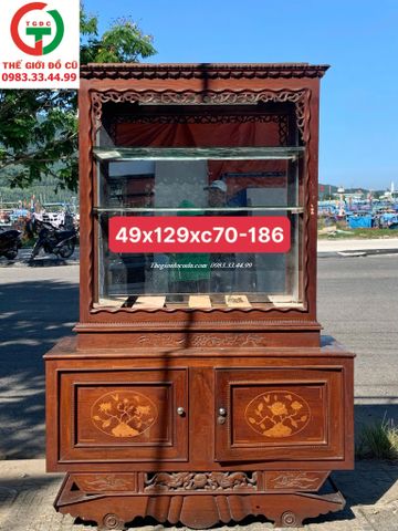 TỦ GỖ BUFFET CHÂN THUYỀN XƯA - TỦ RƯỢU GỖ XƯA