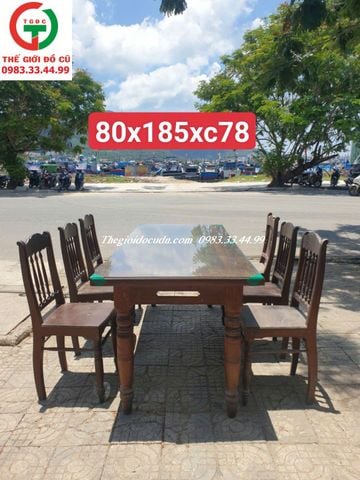 BỘ BÀN TRÀ CHÂN TIỆN 6 GHẾ GỖ XƯA
