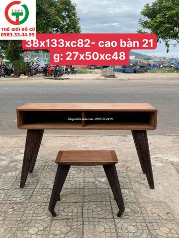 BỘ BÀN GHẾ GỖ VINTAGE - BÀN PHẤN VINTAGE