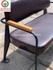 GHẾ SOFA BĂNG ĐỆM DA KHUNG SẮT TAY ỐP GỖ