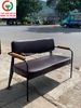 GHẾ SOFA BĂNG ĐỆM DA KHUNG SẮT TAY ỐP GỖ