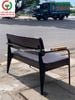 GHẾ SOFA BĂNG ĐỆM DA KHUNG SẮT TAY ỐP GỖ