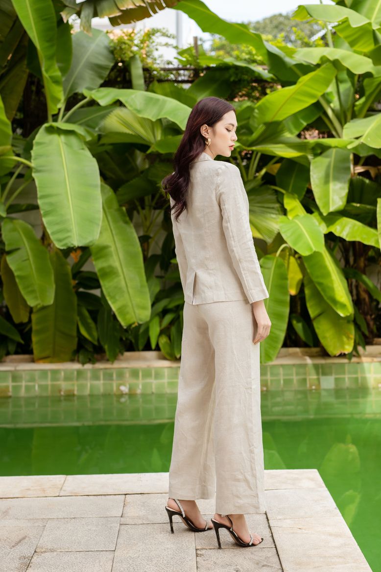 Áo vest công sở vải linen dáng suông cổ  Thời trang Pantio