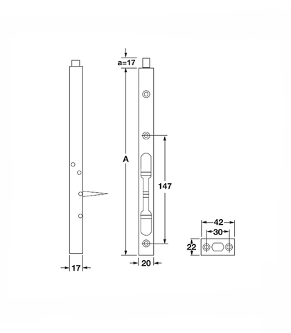 CHỐT ÂM 450mm HAFELE 911.62.685