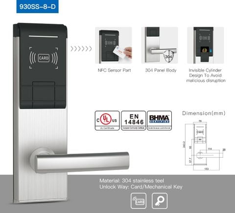 Khóa thẻ từ Hune 930SS-8-D