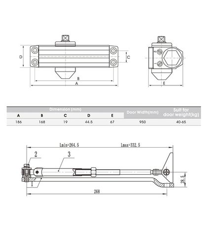 TAY CO THỦY LỰC 60KG HAFELE 489.30.011