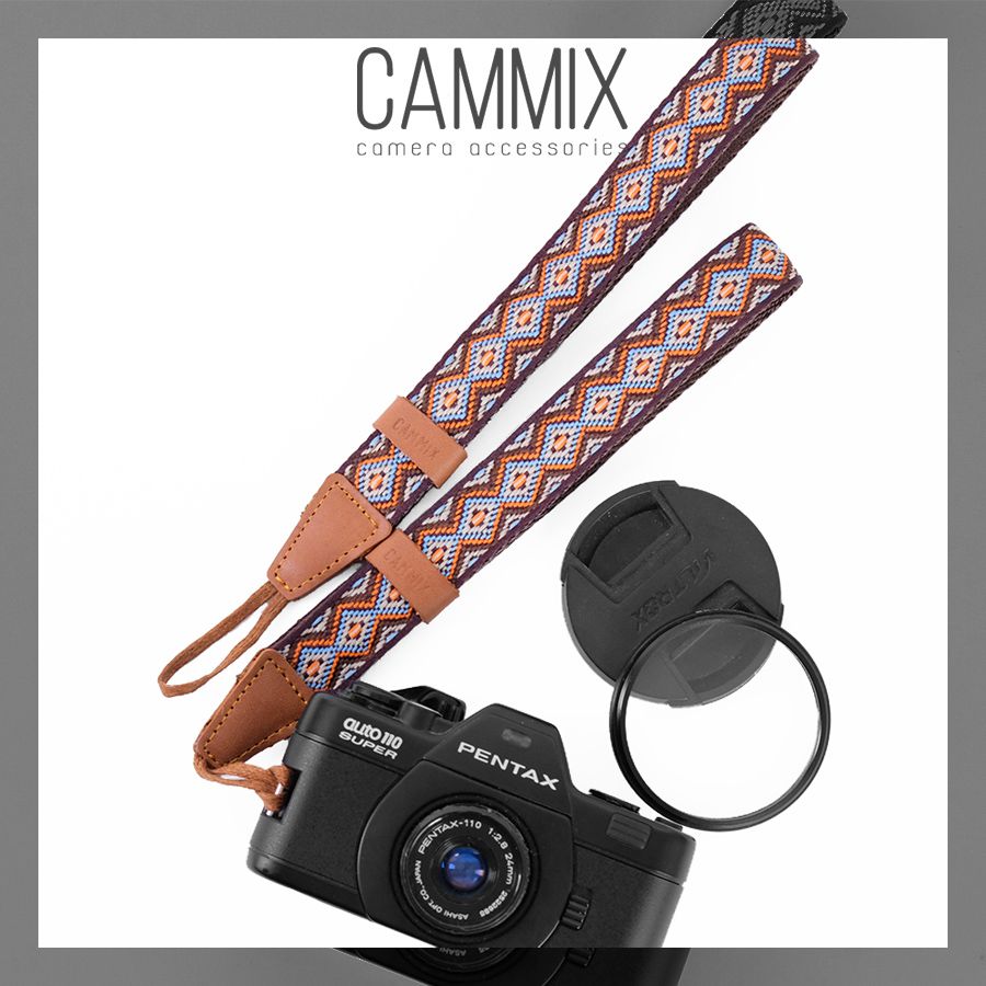 Dây đeo cổ tay máy ảnh Cammix - Wrist strap hoạ tiết thổ cẩm - Nâu và Navy - For Fujifilm, Sony, Canon, Nikon....