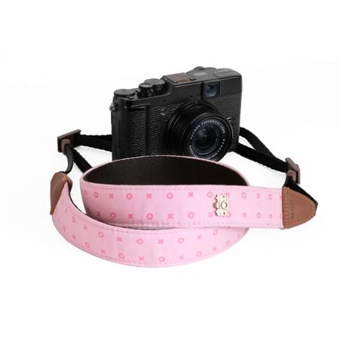  Dây đeo máy ảnh dành cho máy Fuji, Canon, Nikon, Sony... - Camera Strap hoạ tiết hồng - Dây đeo máy ảnh 