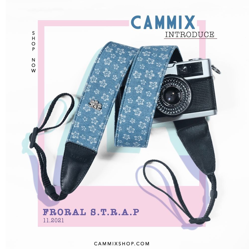 Dây đeo máy ảnh dành cho máy Fujifilm, Canon, Nikon, Sony, Olympus.... -  Camera Strap Vintage hoa Made by Cammix