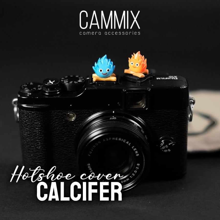 Hotshoe Cover handmade - Made by Cammix - Cài flash đất sét hình thú dễ thương - Nắp chặn chân flash máy ảnh - Calcifer